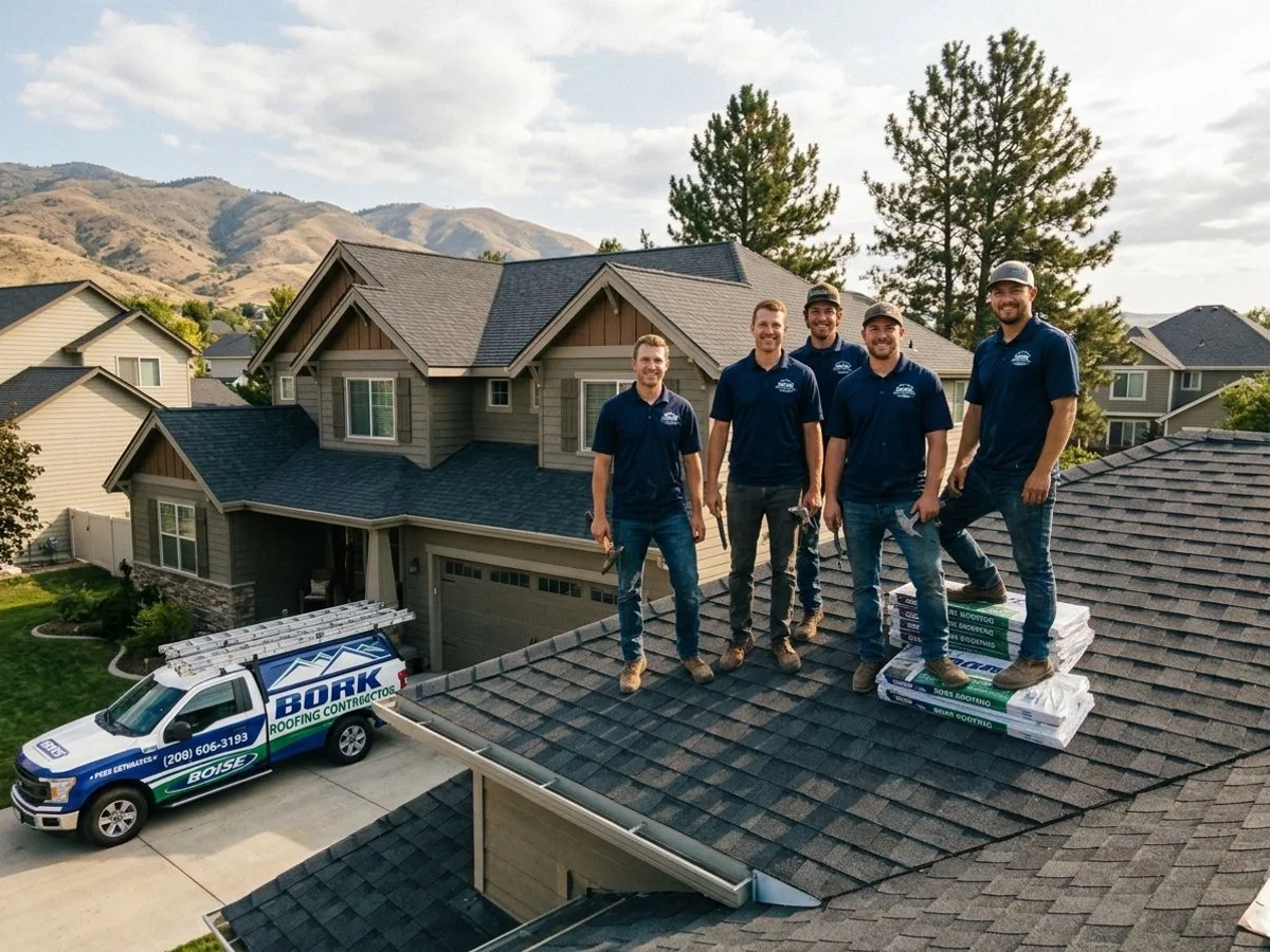 Bork Roofing crew installing a new roof in Boise Idaho